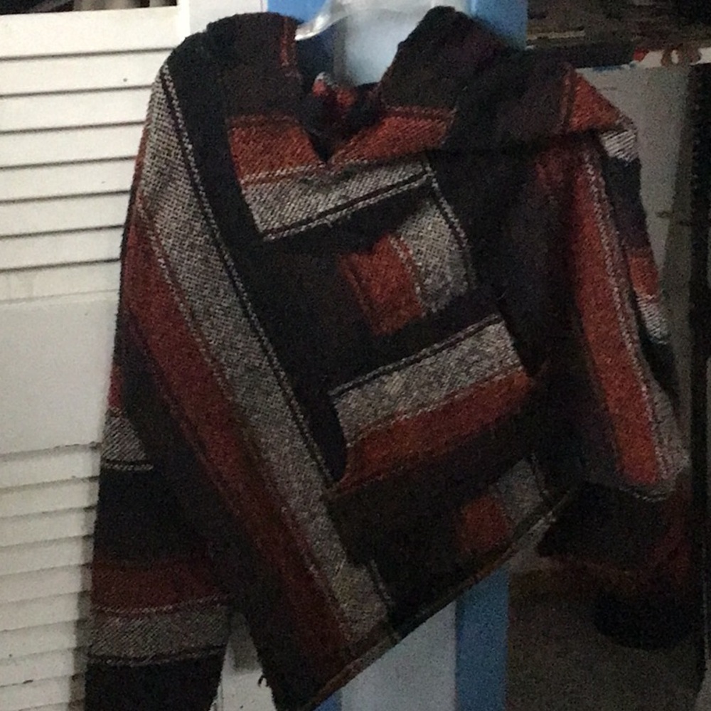 Multicolor Geometric Knit Poncho